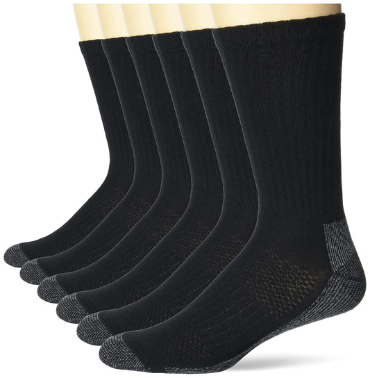 Hanes Men's Work Socks, 6-Pack 6-12 Black