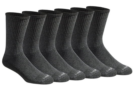 Dickies Men's Dri-Tech Essential Moisture Control Crew Socks Multipack Large Heathered Grey (6 Pairs)