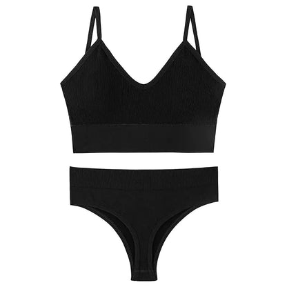 Women's Underwear Small Chest Push-up Thin Wireless Large Size Sports Sling Vest French Triangle Cup Bra Set