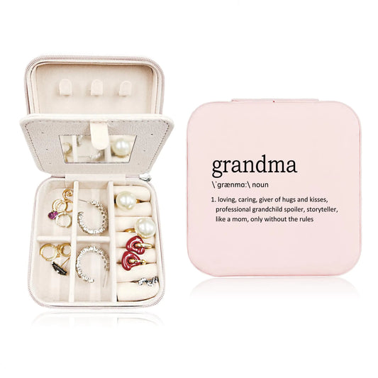 JRTW Mothers Day Gifts for Grandma Travel Jewelry Case for Women Travel Jewelry Organizer Grandma Mothers Day Gift Gramma Jewelry Box for Rings Bracelets Earrings Box Travel Gifts for Grandma