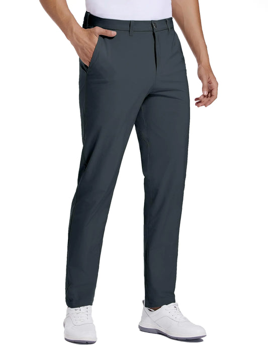 Strweitt Golf Pants for Men Stretch Dress 30"/32"/34" Pants Quick Dry Lightweight Slacks Trousers for Business Casual Travel Dark Grey 40Wx30L