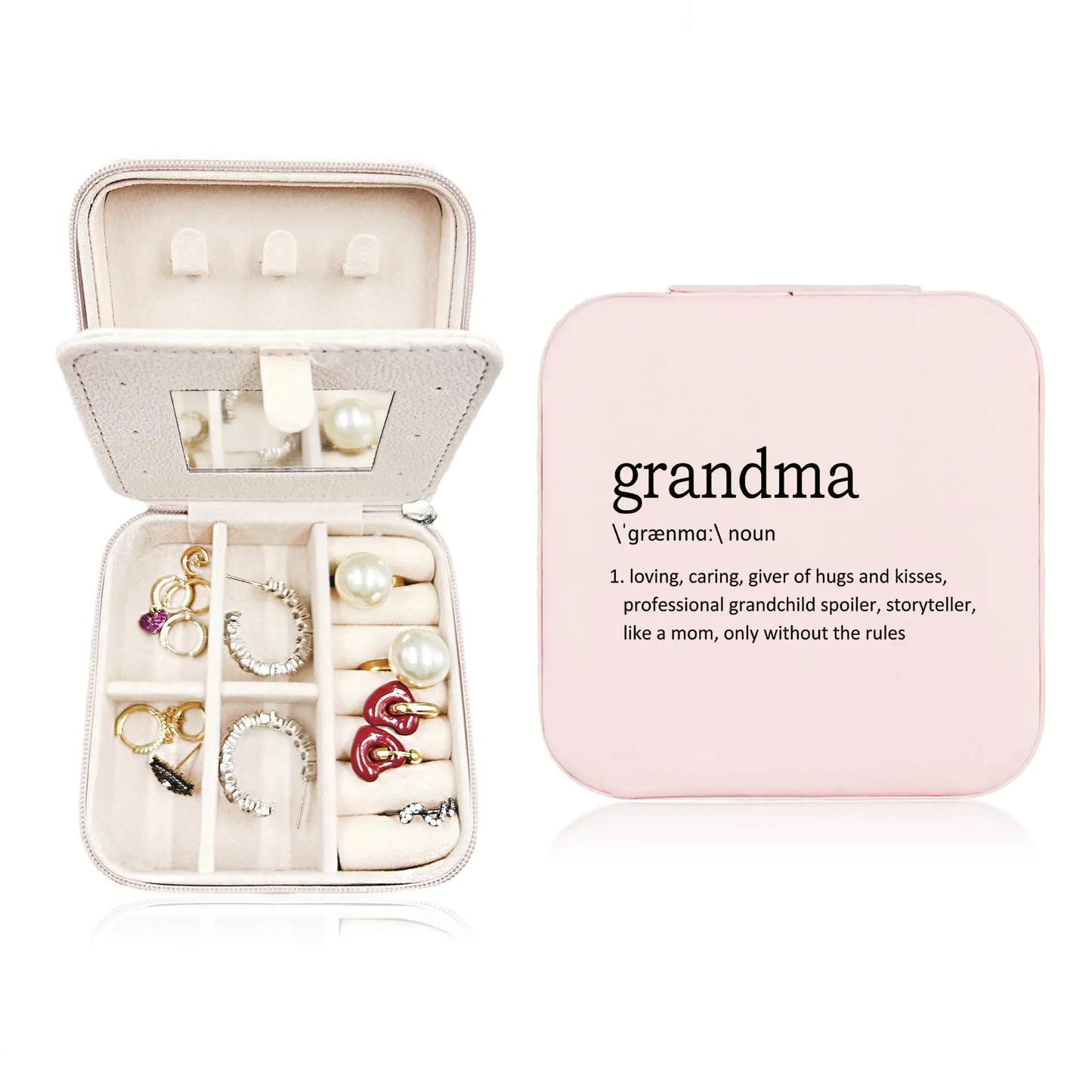 JRTW Mothers Day Gifts for Grandma Travel Jewelry Case for Women Travel Jewelry Organizer Grandma Mothers Day Gift Gramma Jewelry Box for Rings Bracelets Earrings Box Travel Gifts for Grandma