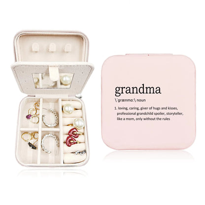 JRTW Mothers Day Gifts for Grandma Travel Jewelry Case for Women Travel Jewelry Organizer Grandma Mothers Day Gift Gramma Jewelry Box for Rings Bracelets Earrings Box Travel Gifts for Grandma